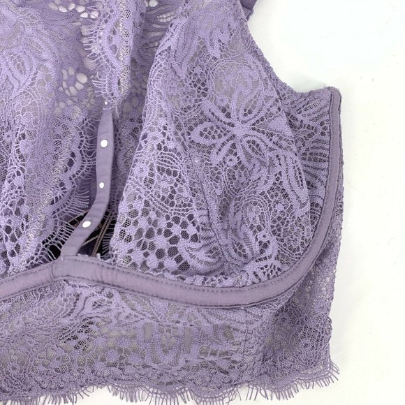 Victoria's Secret Bra Very Sexy Unlined Plunge Purple Floral Lace - Picture 5 of 12